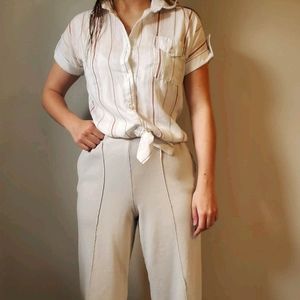 White Blouse with red stripes